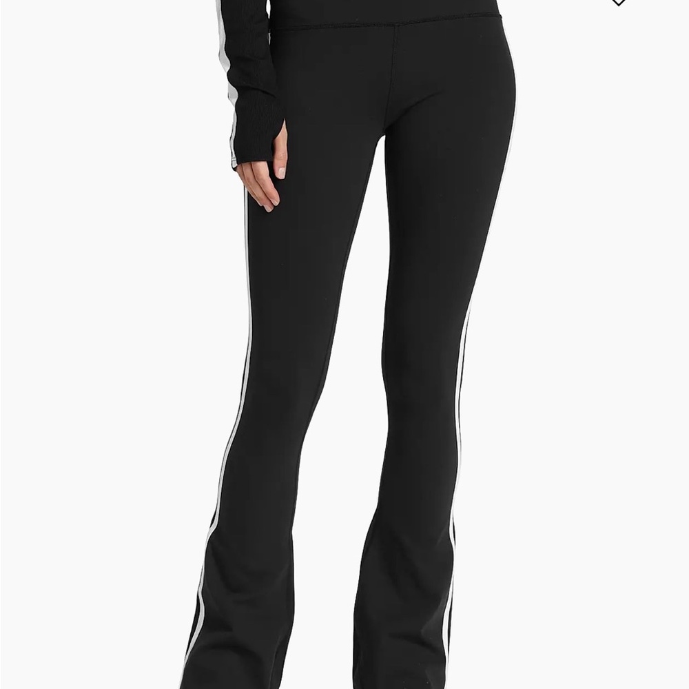 Love Tree Black Flare Pants with White Side Stripes - Picture 2 of 15
